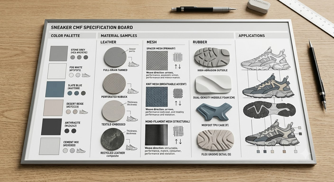 Footwear color material board